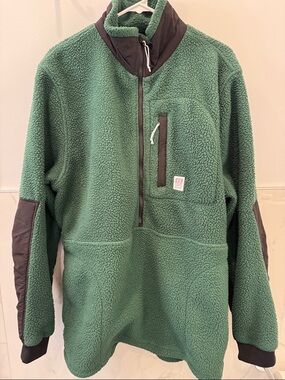 Topo Designs Teal and Black Fleece Jacket - Men's XL